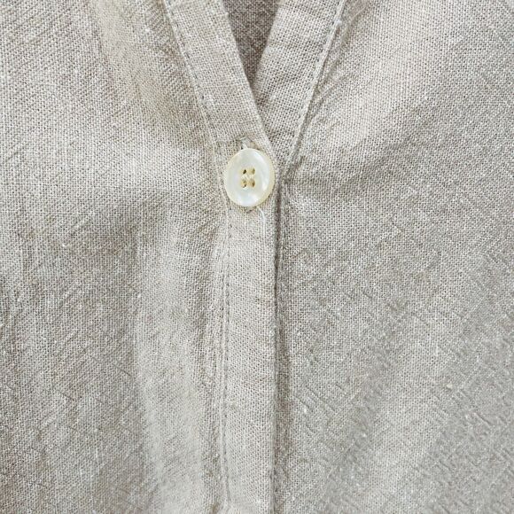 Caran New York Button Front Blouse Linen Sz 2X Roll Tabbed Sleeves Tunic VTG 2X - Picture 5 of 16